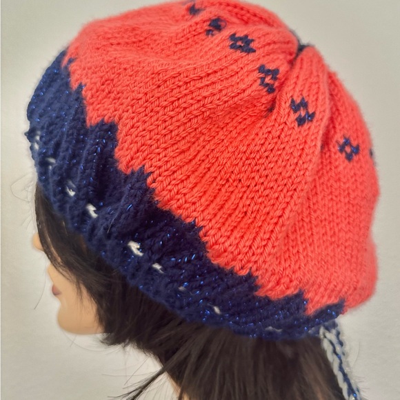 Hand Knits 2 Love Slouch Beanie Hat Fair-isle Tassels Adjustable Fit Designer - Picture 8 of 10